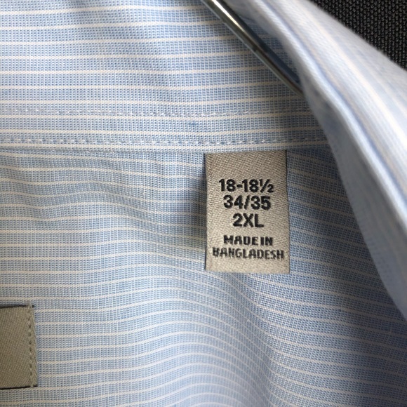 Unlisted, Kenneth Cole reg fit men 18-18 1/2, 34-35 2XL Bangladesh blue 60% cot - Picture 3 of 7